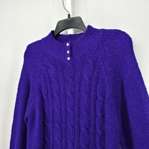 Jennifer Moore Sweater Womens Size PM Dark Purple Mock Neck Long Sleeve Pullover - Picture 2 of 6